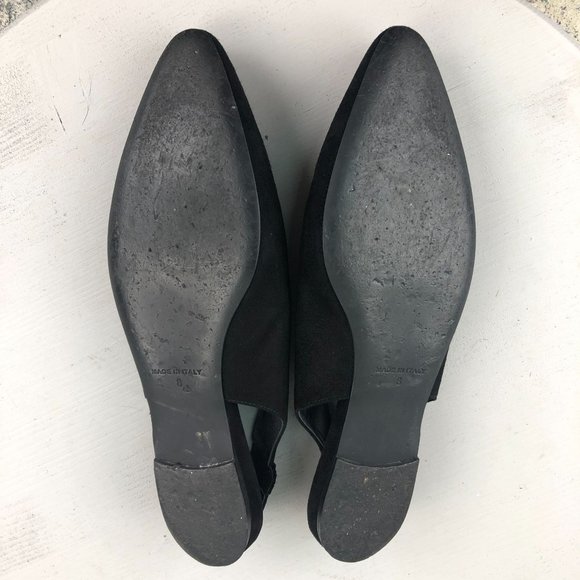 EVERLANE Women's Size 8 Black Suede The V Slingback Pointed Toe Flats Shoes - Picture 8 of 11